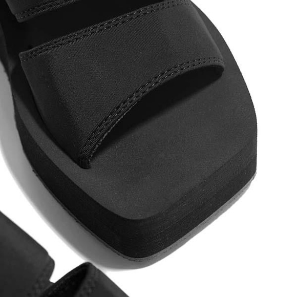 Black Dual Strap Platform Slip On Sandal - Picture 6 of 10